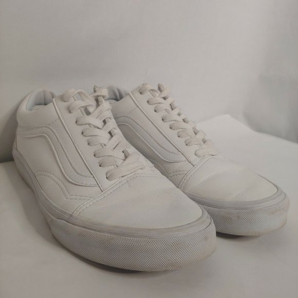 Vans Off The Wall Men's 8 Women's 9.5 Skate Shoes White Leather Sneakers EUC - Picture 2 of 12